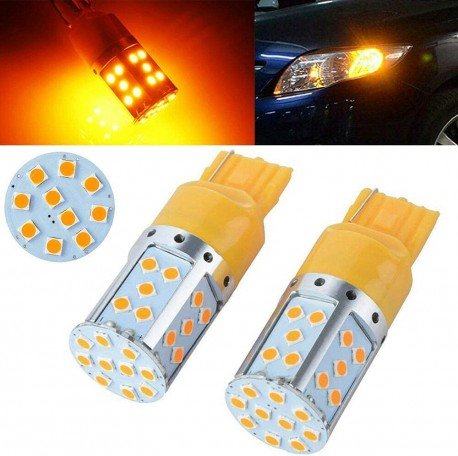 No Resistor Amber-Yellow 7440 35SMD T20 LED Bulbs Turn Signal Light (Pack 0f 2) Image 