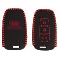 Leather Key Cover for for Hyundai Verna fluidic/Old i20/santafe Push Button Smart Key(1 Piece) Image 