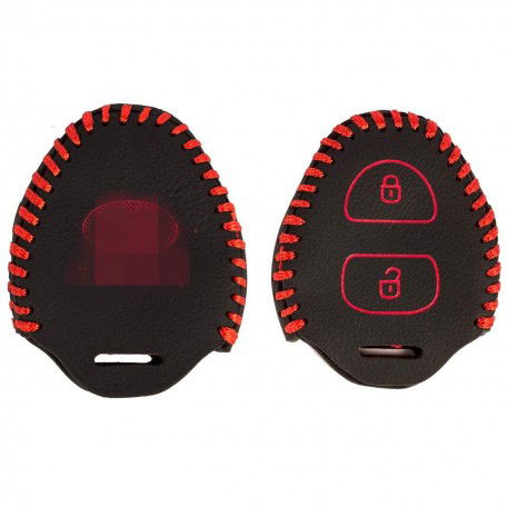Leather Key Cover for Toyota innova/fortuner/corolla with 2 button remote key (1 Piece) Image