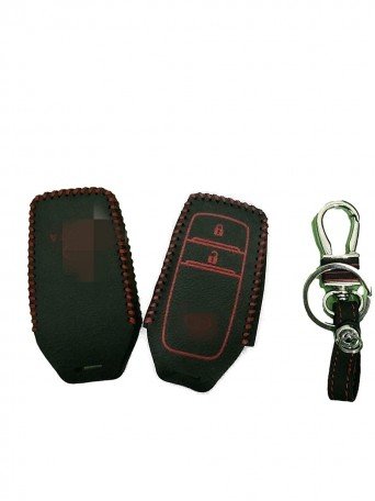  Leather Key Cover for Toyota Innova Crysta, fortuner Smart Key (Push Button Start Models) (1 Piece) Image