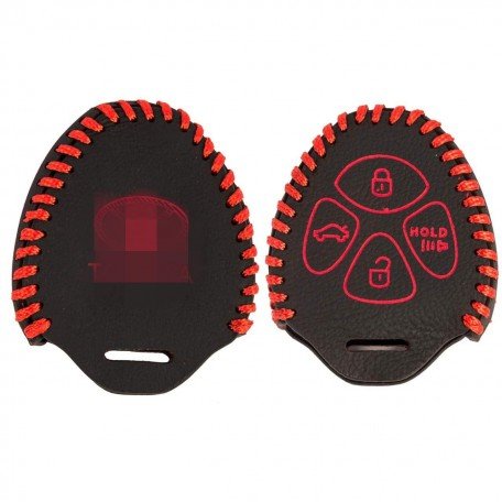 Leather Key Cover for Toyota innova/fortuner/corolla with 4 button remote key (1 Piece) Image