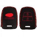 Leather Key Cover for Hyundai Grand I10 2 Button Remote Key(1 Piece) Image 
