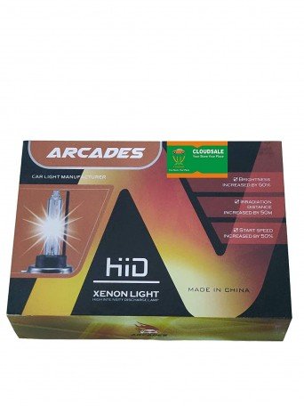 ARCADES H4 HID XENON LIGHT KIT BULBS 6000K HIGH INTENSITY DISCHARGE KIT CONVERSION XENON LIGHT FOR BIKES CARS (55 WATT Only Bulbs Image 