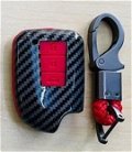 Carbon Fibe Car Key Case for Toyota Prado Vios Yaris Previa 2 3 Buttons Smart Remote Fob Shell Cover Keychain Protector Bag(Red) Image 