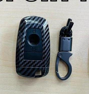 Carbon Fiber Key Fob Cover Shell Keyless Key Hard Case with Keychain Ford Ecosport New(Back) Image