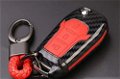Carbon Fiber Key Fob Cover Shell Keyless Key Hard Case with Keychain for Figo Aspire(Pack of 1,Red Image 