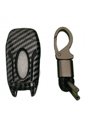 Carbon Fiber Key Cover for Ford Figo Aspire and Ford Endeavor for Flip(Folding) Key only (Black)