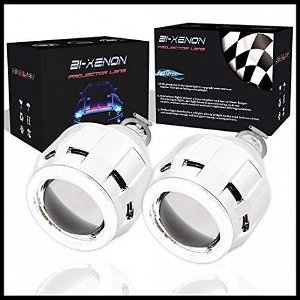  Bi Xenon Hid Headlight Projector Lens High Power with 55 Watts Hid Bulb and Blaster Super White Light -Universal Fitment All Cars Image