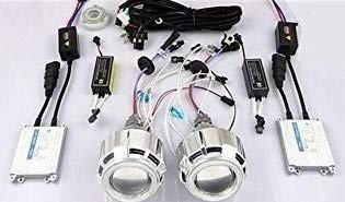  Bi Xenon Hid Headlight Projector Lens High Power with 55 Watts Hid Bulb and Blaster Super White Light -Universal Fitment All Cars