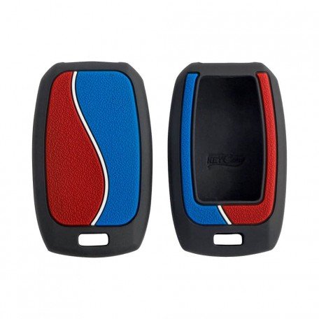 Duo Style Key Cover for Seltos, Sonet, Carnival, Seltos X-line Smart Keys (Red/Blue) Image