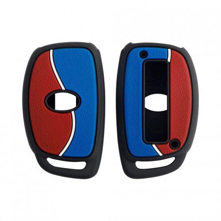 Duo Style Key Cover for Creta, Alcazar, i20, Venue, i10 Nios, Xcent Smart Keys (3B/4B Smart Key) - Red/Blue Image