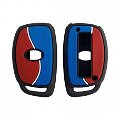 Duo Style Key Cover for Creta, Alcazar, i20, Venue, i10 Nios, Xcent Smart Keys (3B/4B Smart Key) - Red/Blue Image 