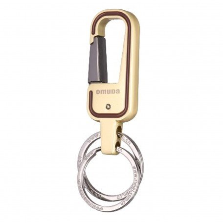  Double Ring Metallic Hook Locking Premium Key Ring or Key Chain for Car/Bike and multipurpose Keys (Pack of 1, Golden)