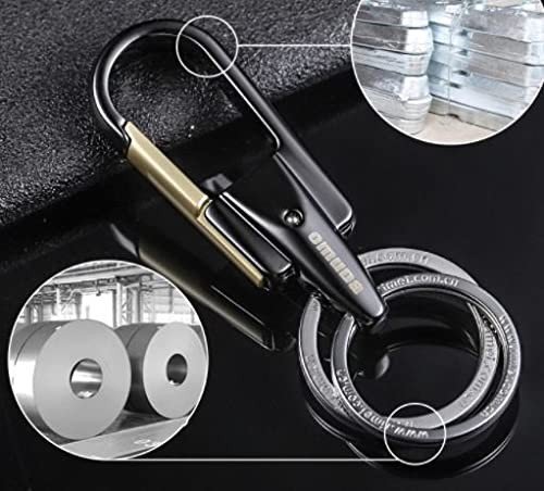 Double Ring Metallic Hook Locking Premium Key Ring or Key Chain for Car/Bike and multipurpose Keys (Pack of 1, Black)