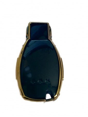 TPU Carbon Fiber Style Car Key Cover Compatible for Fit for Merce-des Benz Smart Key (Gold Black)