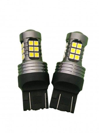  T20 W21W Chipsets Super Bright with Projector Replacement 7440 LED Bulb 3030 27 SMD Canbus Error Free Tail Stop Turn Light (White) Image