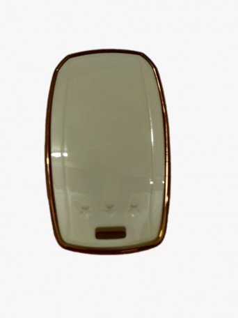 TPU Carbon Fiber Style Car Key Cover Compatible With Kia Seltos Sonet 3 Button Smart Key (White)