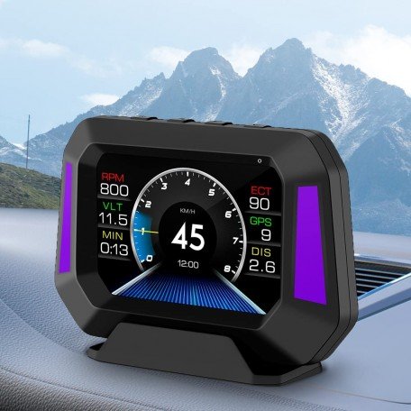  Car Heads Up Display, 3 inches Upgrade OBD2+GPS Mode Digital Speedometer, Smart Gauge with Compass, Speed, RPM, Warning Function, Universal for All Vehicles Image