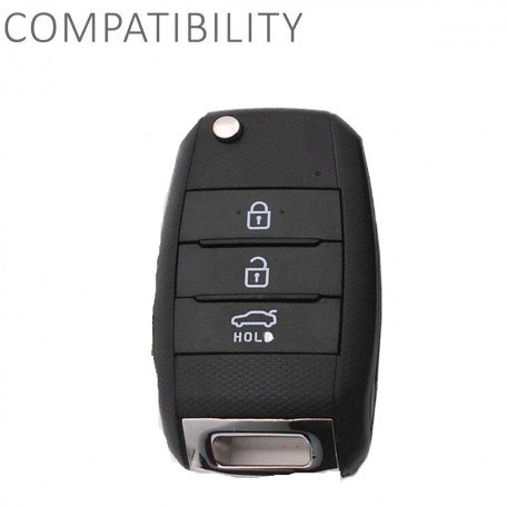 Carbon fibre Key Shell Compatible with Kia Seltos Sonet 3 Button Flip Key (Black. 1 Piece) Image 