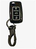 Carbon fibre Key Shell Compatible with Polo Jetta Ameo Passat and Skoda Rapid Laura Superb Octavia Fabia Yeti Flip key (Black. 1 Piece) Image 