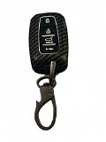 Carbon fibre Key Cover Compatible with Kia Sonet, Seltos 2020 4 Button Smart Key (Push Button Start Models,1 Piece) Image 