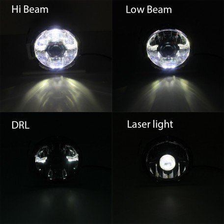 7 Inch Laser Head light with LED Hi/Lo Dual Beam DRL 12-24 volts M35a2 M35 M35a3 M923 Truck HHMMWV M998 Diesel JK JKU Jeep Mahindra Thar Royal Enfield Wrangler Image 