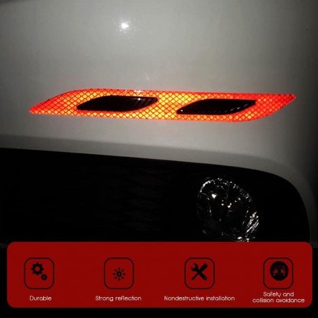 6Pcs/Set Carbon Fiber Car Sticker Truck Auto Motor Car Reflective Strips Anti-Scratch Safety Warning Sticker Car Accessories(Inner Red Upper Black)