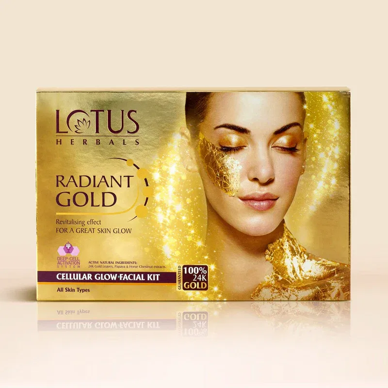 Lotus Herbals Radiant Gold Cellular Glow Salon Grade 4 Facial Kit Image