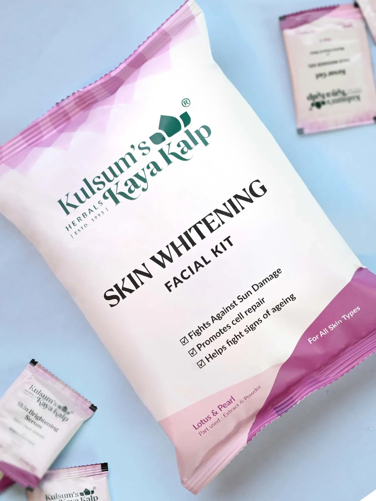 Kulsum's Kaya Kalp Skin Whitening Facial Kit – 7 Step Single Use | Herbal Glow & Brightening Treatment Image