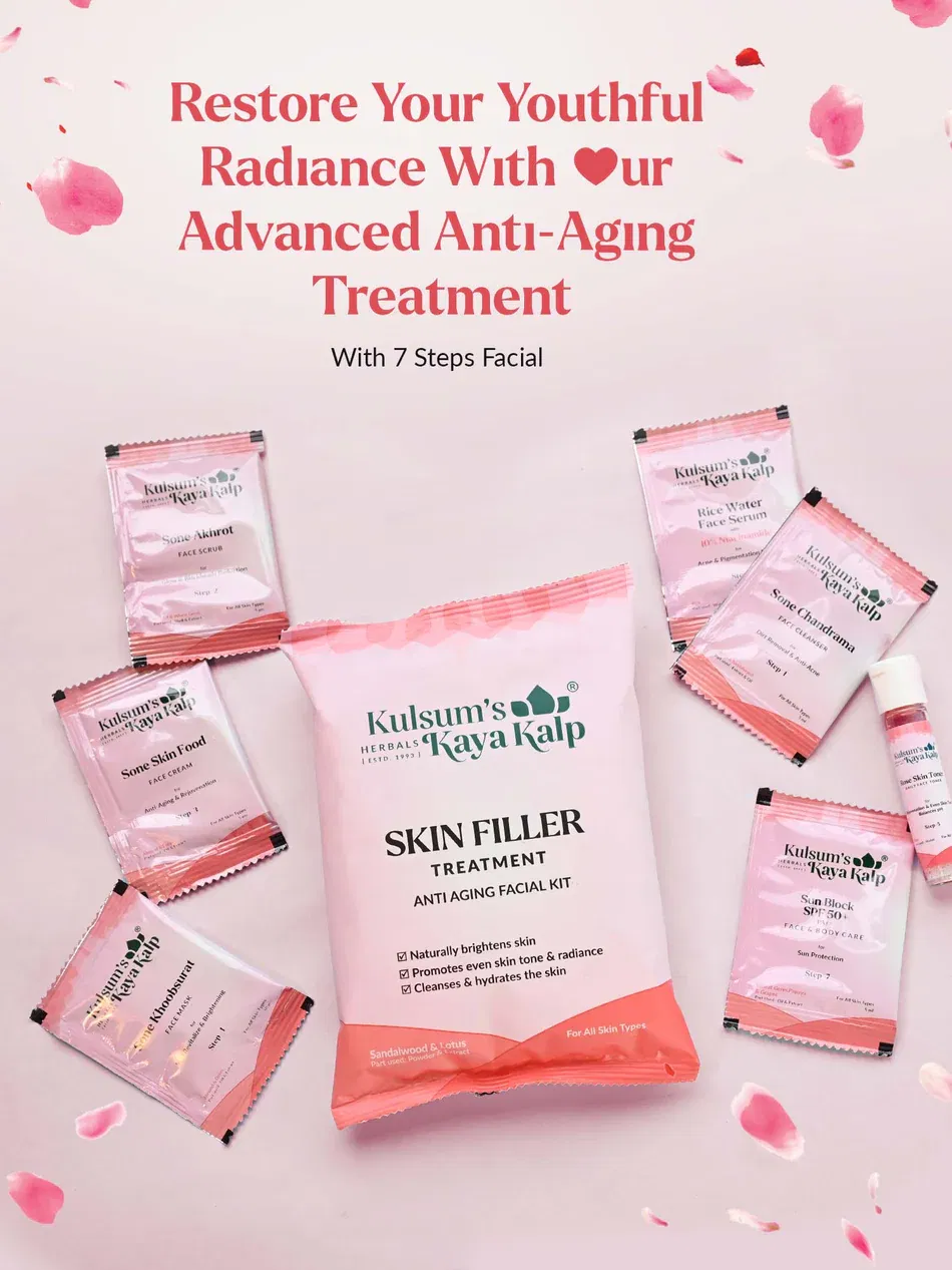 Kulsum's Kaya Kalp Skin Filler Facial Kit – 7-Step Single Use | Rejuvenates & Hydrates Skin Image