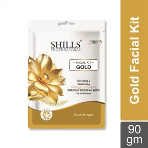 Shills Professional Gold Facial Kit – 6 Step Single Use Facial for Instant Fairness & Radiant Glow – For All Skin Types Image