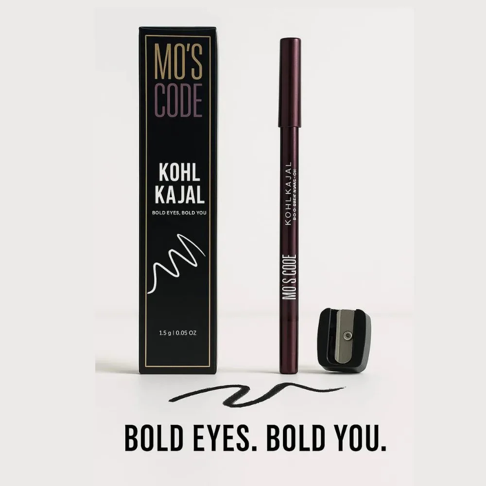 MO’S CODE Intense Black Kohl Kajal with Sharpener – Long-Lasting, Smudge-Resistant Image