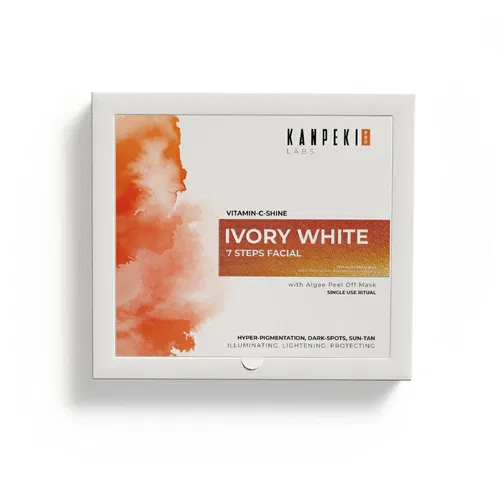 Kanpeki Ivory White — 7-Step Facial Kit for Dark Spots, Hyper-Pigmentation & Sun-Tan (with Algae Peel-Off Mask) Image