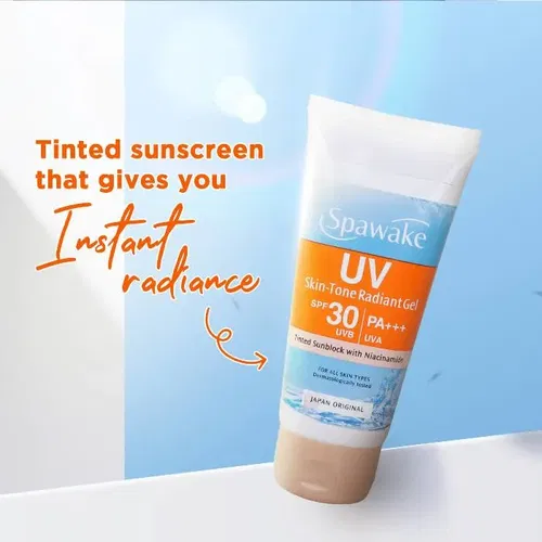 Spawake UV Skin-Tone Radiant Gel SPF 30/PA+++ – Lightweight Tinted Sunscreen with Niacinamide & Sea Minerals (45g)