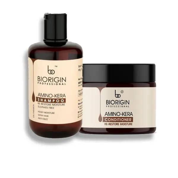 Biorigin Amino Kera Shampoo 250ml & Conditioner 200ml  – Paraben & Sulphate Free | For Dry & Frizzy Hair Image