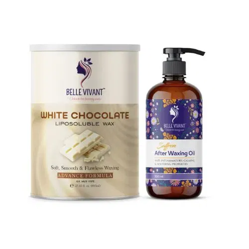 Belle Vivant White Chocolate Liposoluble Wax (800ml) with After Wax Oil (300ml) – Smooth, Nourishing & Salon-Perfect Hair Removal Kit Image