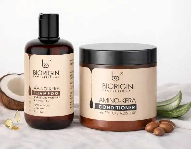Biorigin Amino Kera Shampoo & Conditioner Set - 500ml Each (Frizz Control | Paraben & Sulphate Free)
