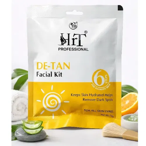 HRT Professional De-Tan Facial Kit | 6-Step Single Use Facial Kit | Instant Tan Removal & Brightening | Suitable for All Skin Types Image
