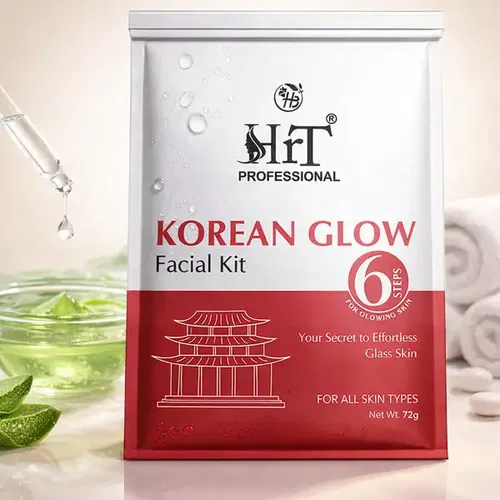 HRT Professional Korean Glow Facial Kit – 6 Step Single Use Facial for Instant Radiance Image