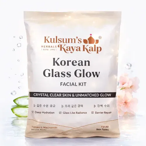 Kulsum's Kaya Kalp Korean Glass Glow Facial Kit – 9 Step Facial Kit for Crystal Clear Skin & Unmatched Glow | Professional Korean Glass Skin Treatment at Home Image
