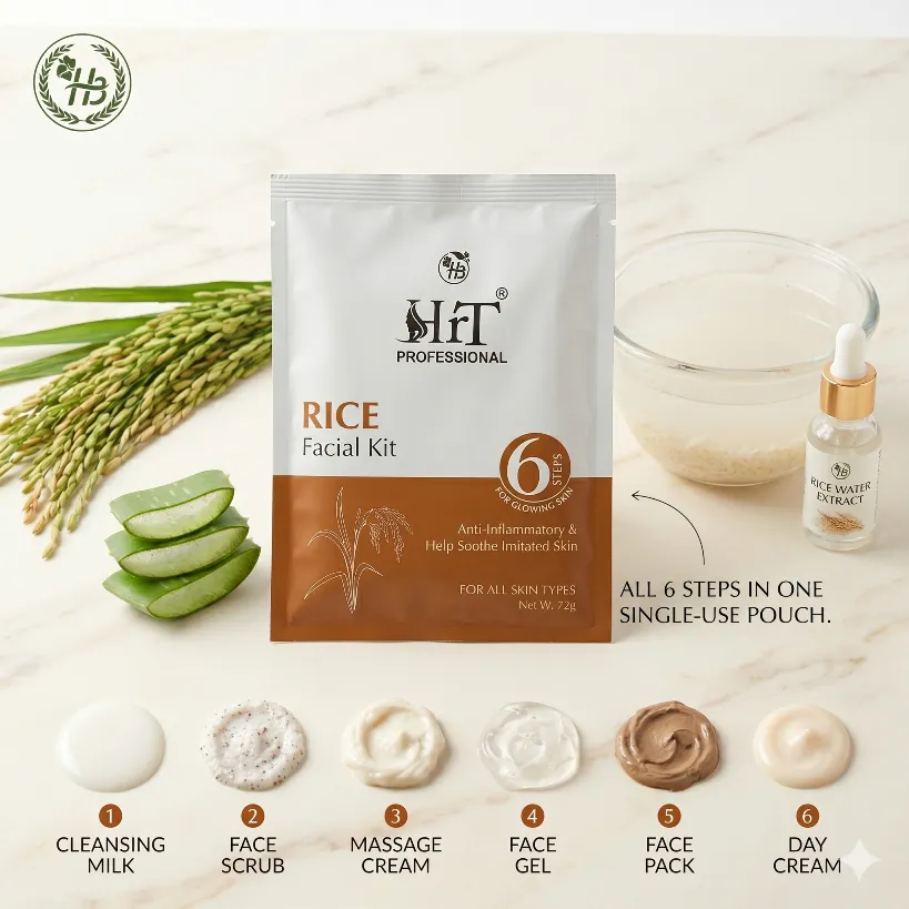 HRT Professional Rice Water Facial Kit (72g) – 6-Step Single Use Glow Pack Image