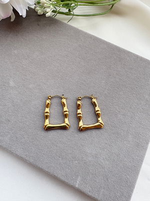Bamboo Joint Shaped Hoop Earrings | Anti Tarnish
