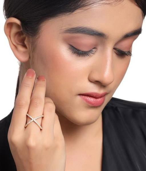Micro Gold Plated Stone Studed Fancy Adjustable Ring Image