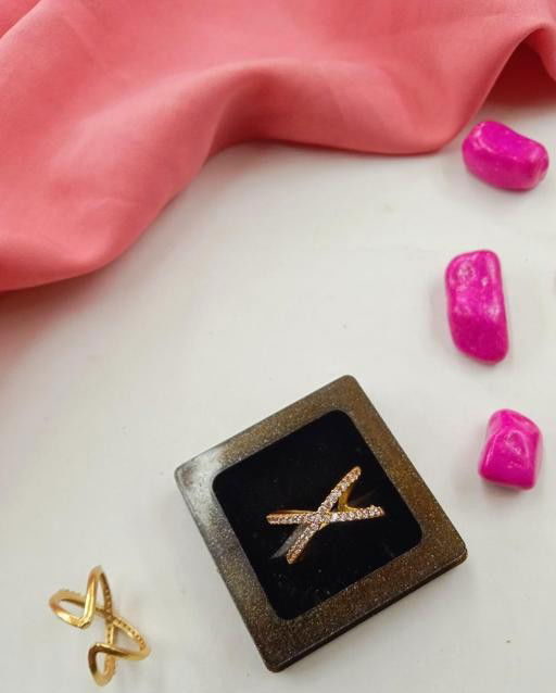 Micro Gold Plated Stone Studed Fancy Adjustable Ring