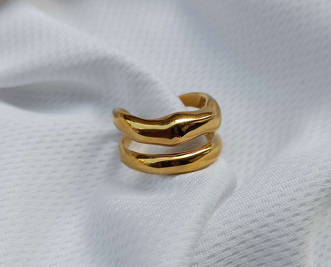 Double Layer Irregular 18K Gold Plated Anti-Tarnish Ring