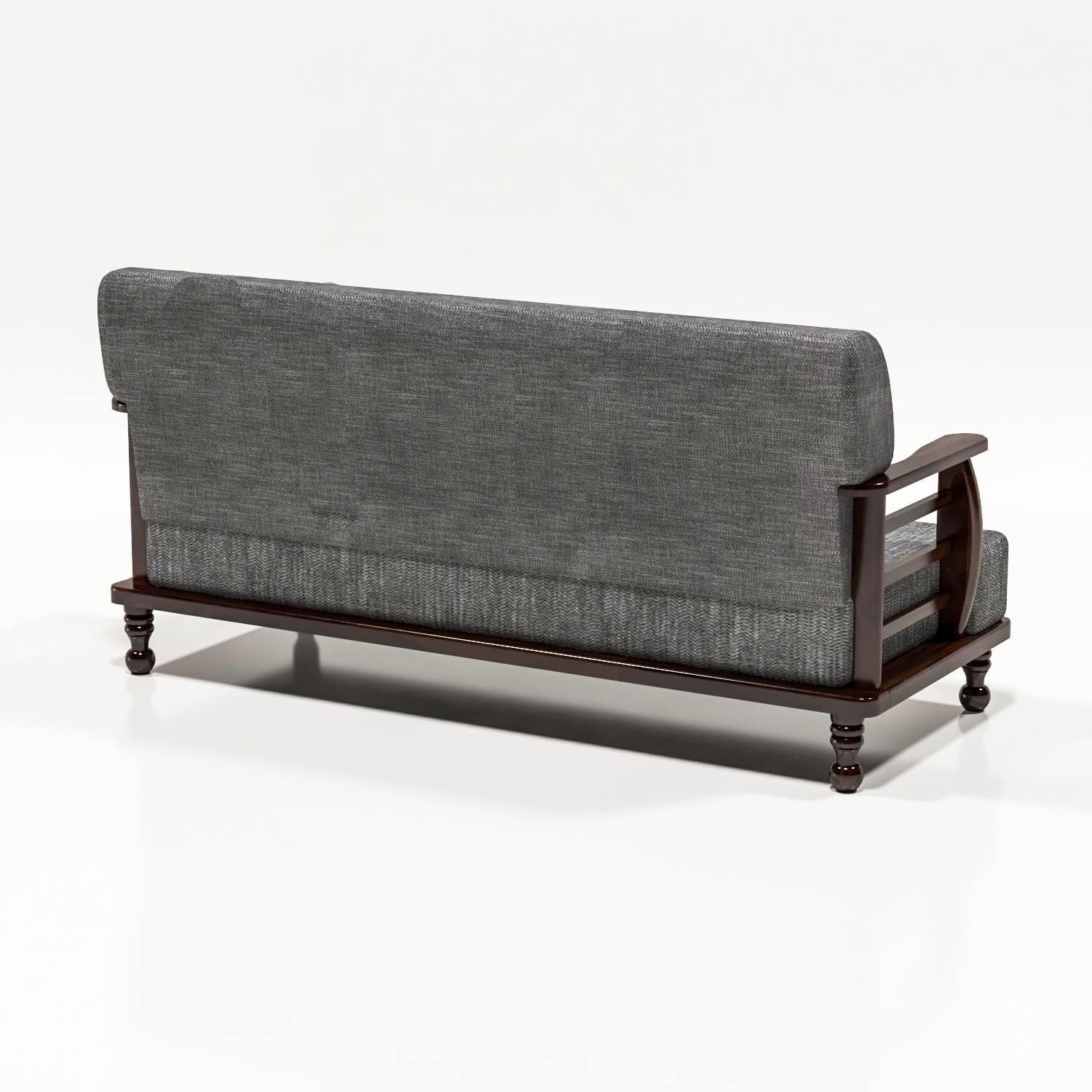 Wooden 5 Seater Sofa Set - 3+1+1, for Living Room, Drawing Room, Office & Lounge | Solid Sheesham Wood, Fabric (Brown) Image