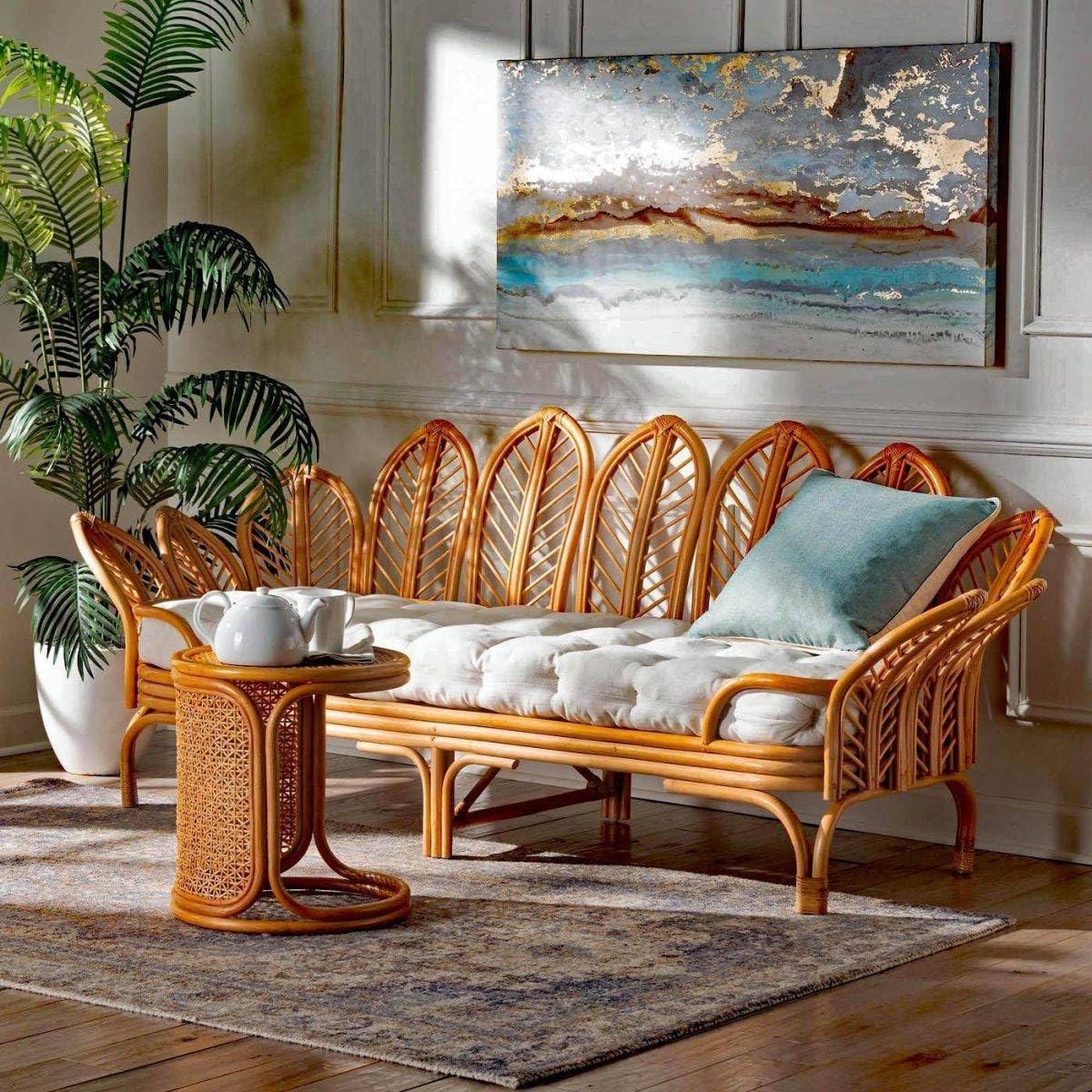 Living Room | Sofa Set 3 Seater | Bench for Sitting | Wooden Sofa Set for Balcony Image