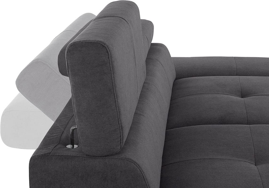 Sofa Set For Living Room 5 Seater Elegancy 2+2+1 Sofa Stool Modern Multi-Angle Adjustable Headrest and Hand Rest - 4 Year Warranty Premium Comfortable Suede Fabric Dark Grey 5 Seater Sofa Set
