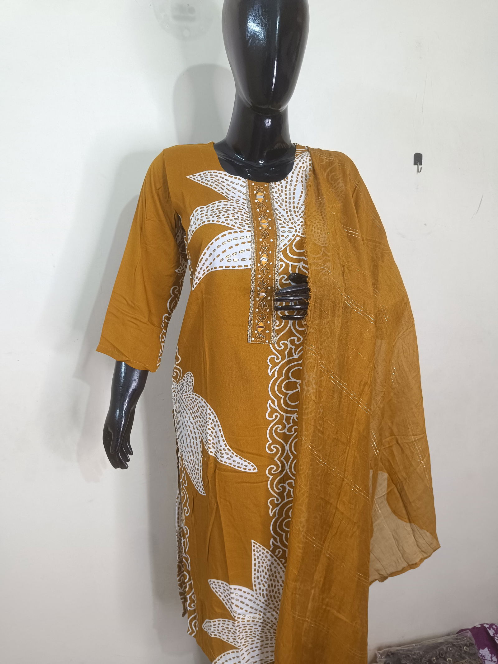 MUSTARD 3PEICE SUIT RAYON FABRIC Image