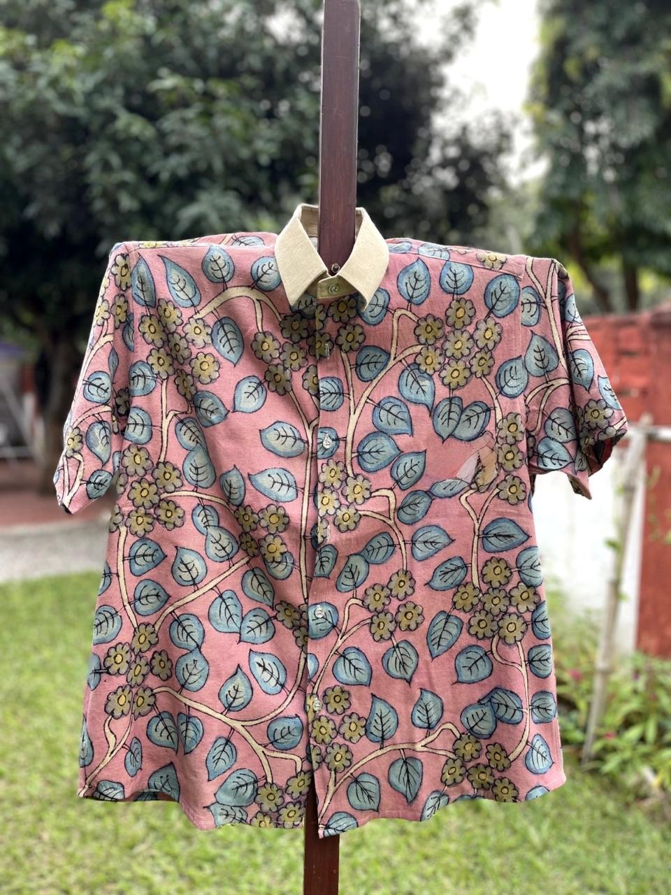 The Kalamkari Shirt – Hand-Spun Linen Hand-Painted Artwear Image